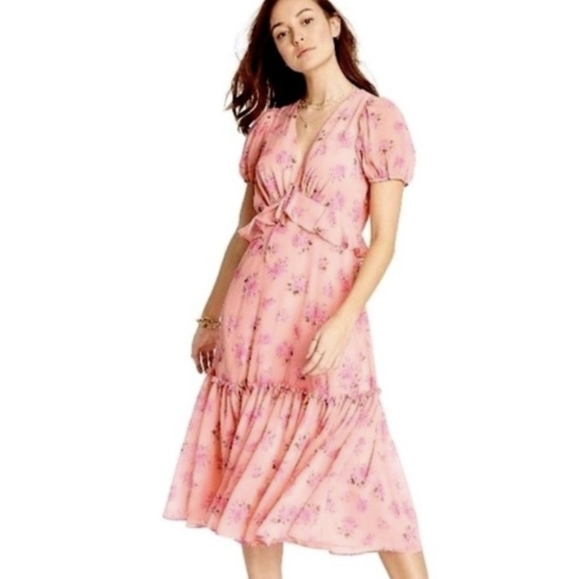 LoveShackFancy Dresses & Skirts - Loveshackfancy Target Womens Dress Pink Floral Barbie Prairie Fleur Midi Size 14